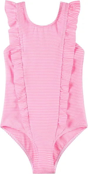 LIZENS Girls Swimsuit Kids Scalloped One Piece Ruffle Swimsuit Girls Swimwear Print