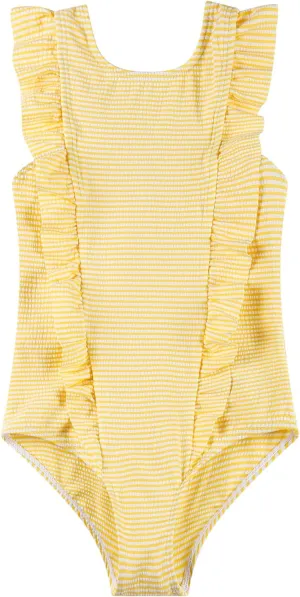 LIZENS Girls Swimsuit Kids Scalloped One Piece Ruffle Swimsuit Girls Swimwear Print