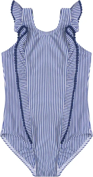 LIZENS Girls Swimsuit Kids Scalloped One Piece Ruffle Swimsuit Girls Swimwear Print