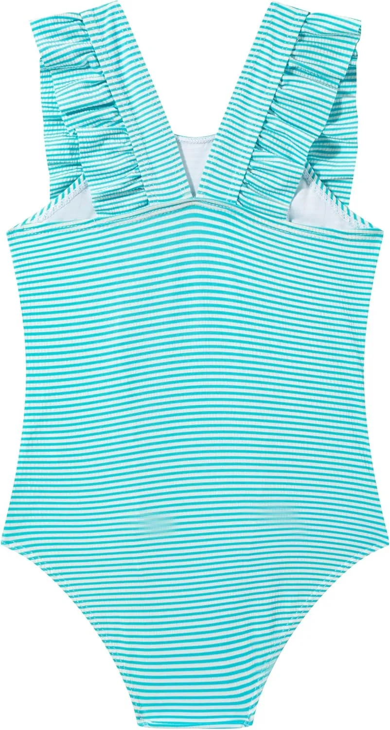LIZENS Girls Swimsuit Kids Scalloped One Piece Ruffle Swimsuit Girls Swimwear Print