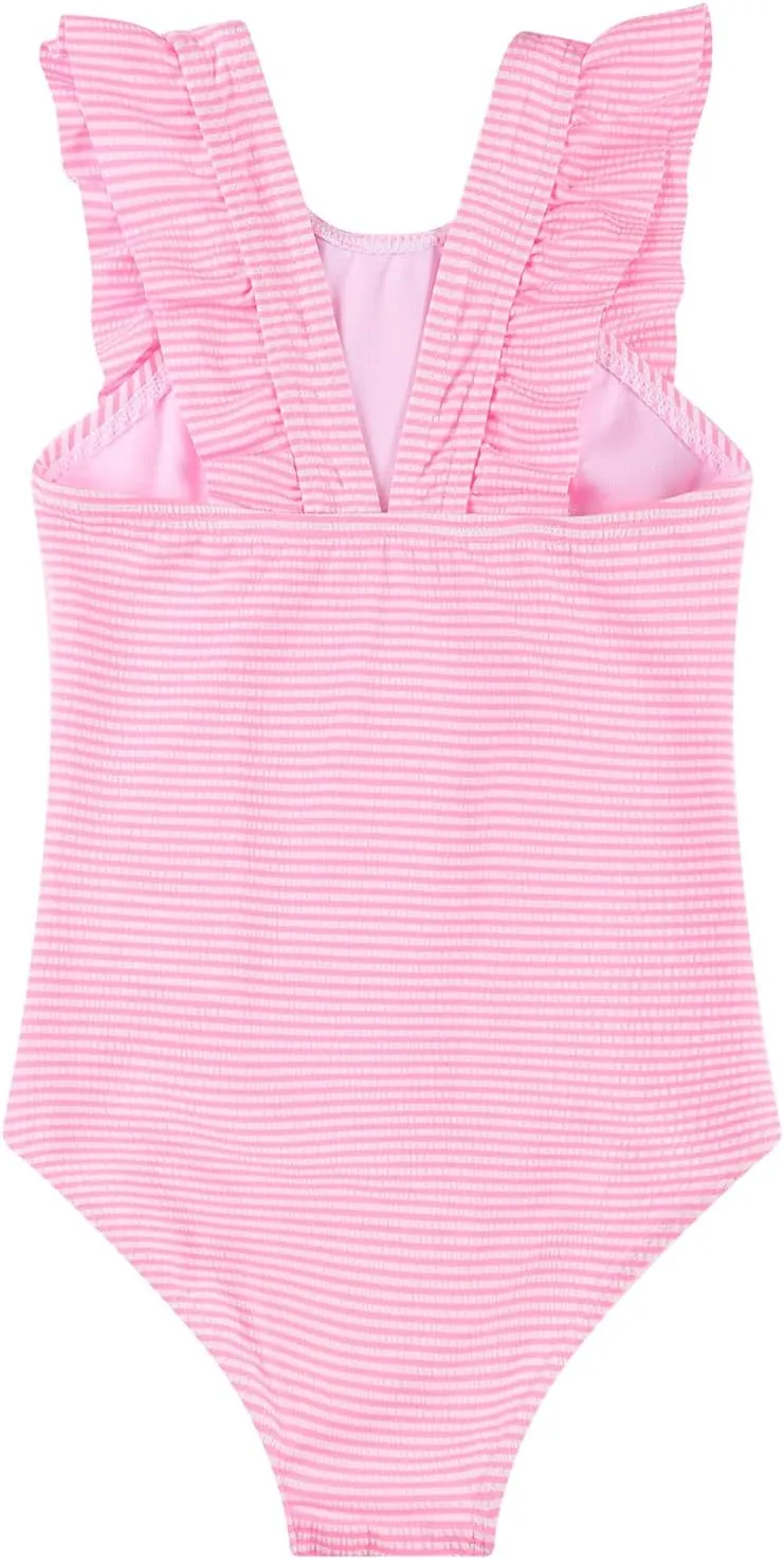 LIZENS Girls Swimsuit Kids Scalloped One Piece Ruffle Swimsuit Girls Swimwear Print
