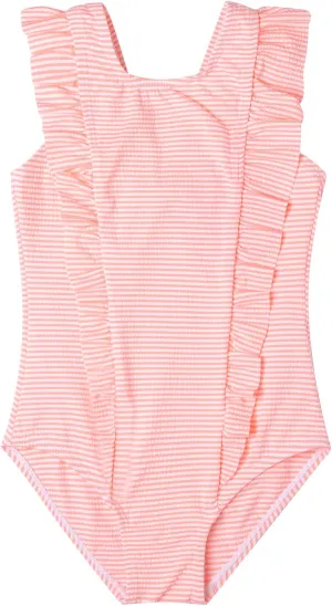 LIZENS Girls Swimsuit Kids Scalloped One Piece Ruffle Swimsuit Girls Swimwear Print