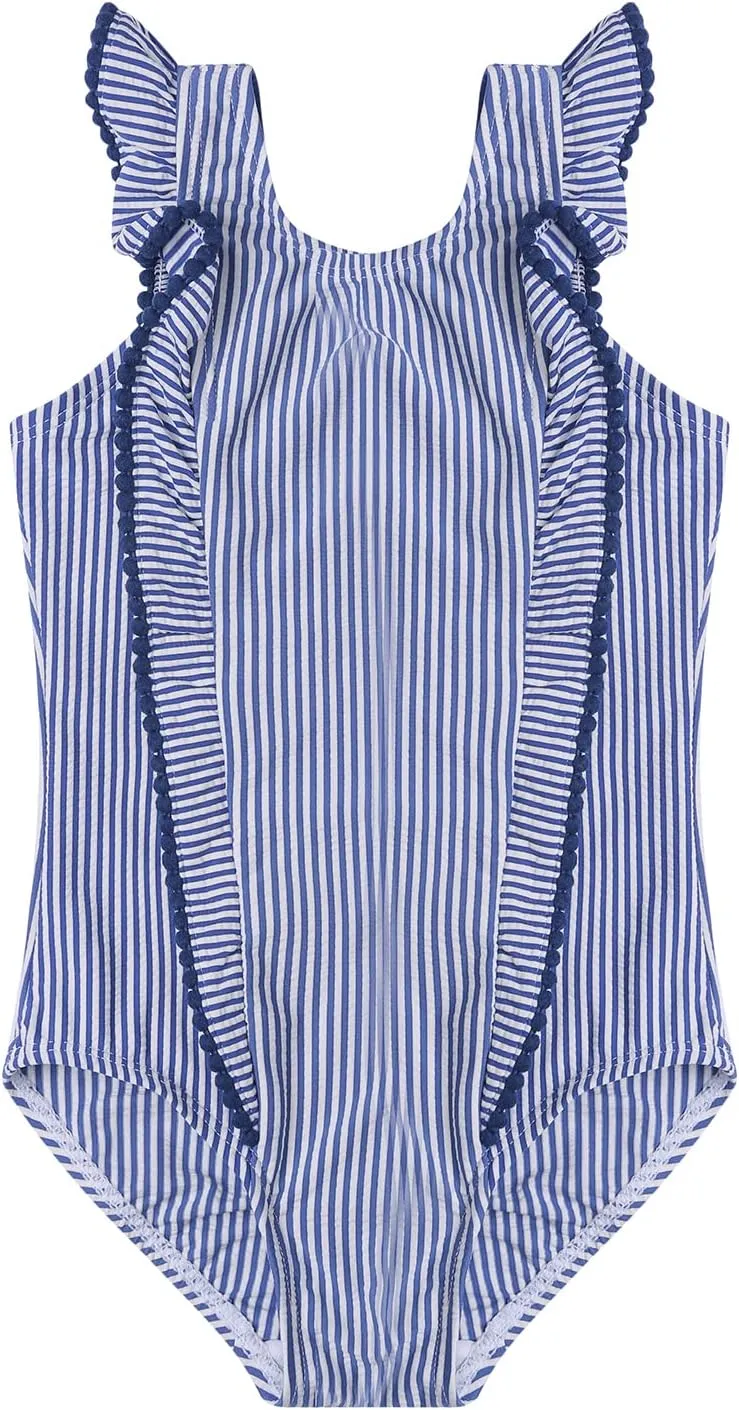 LIZENS Girls Swimsuit Kids Scalloped One Piece Ruffle Swimsuit Girls Swimwear Print