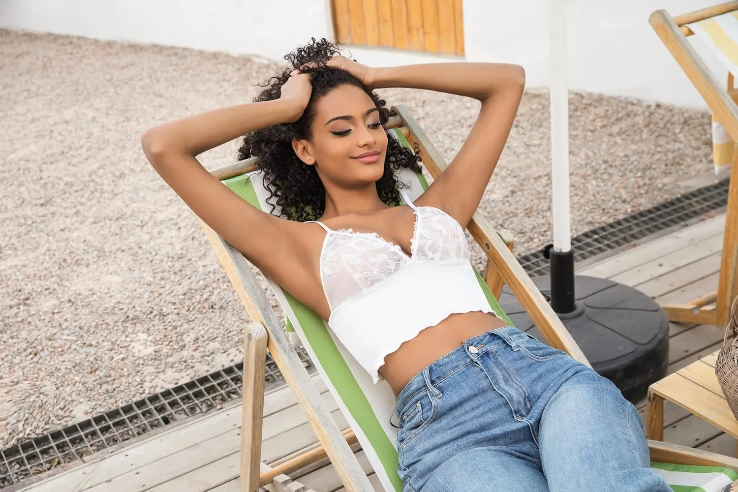 Luna & Sun Floral Lace Satin Camisole Unlined Wireless Bralette with Raffle Back