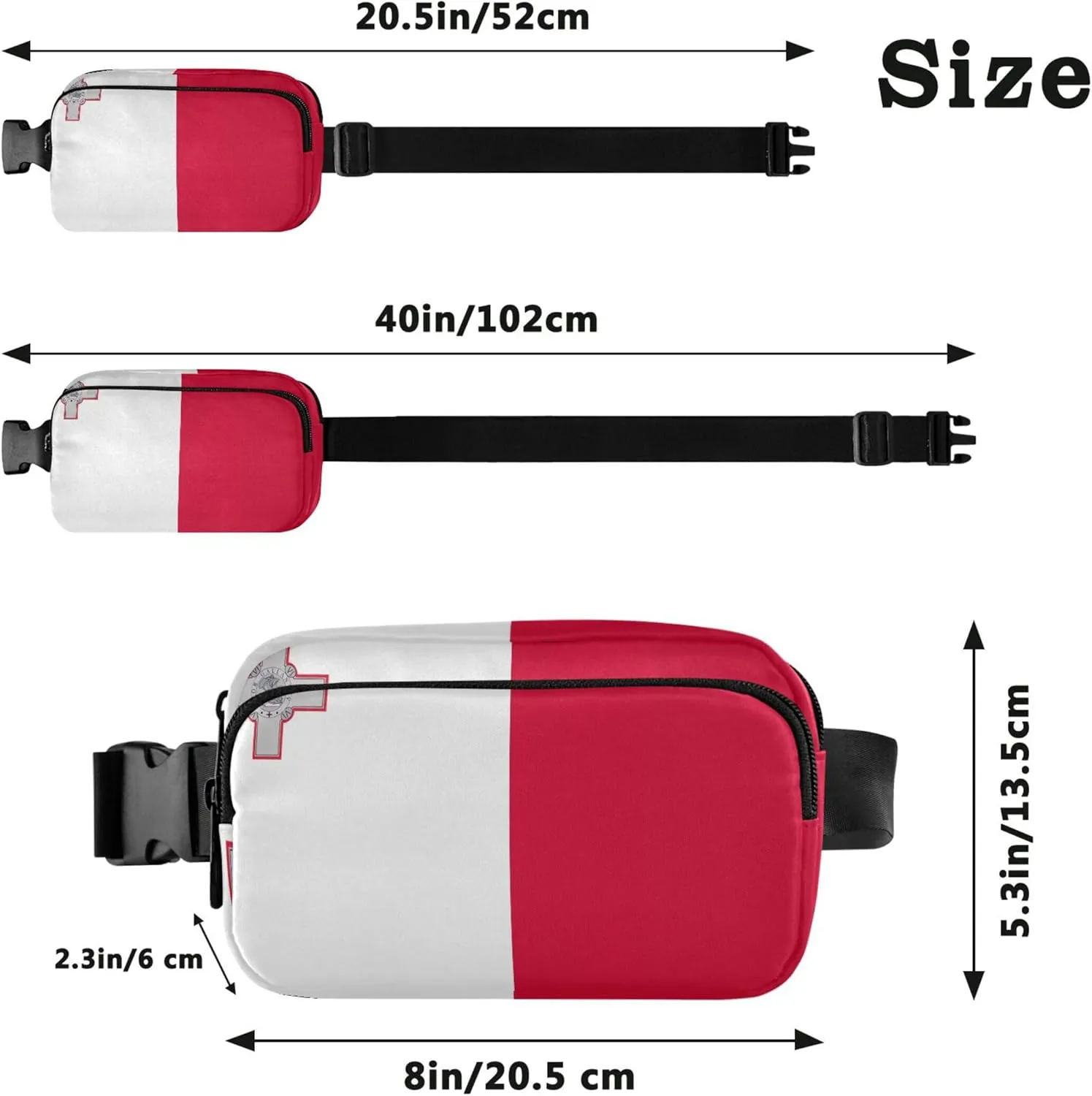 Malta Flag Fanny Pack for Women Waterproof Everywhere Belt Bag Festival Travel Waist Bag