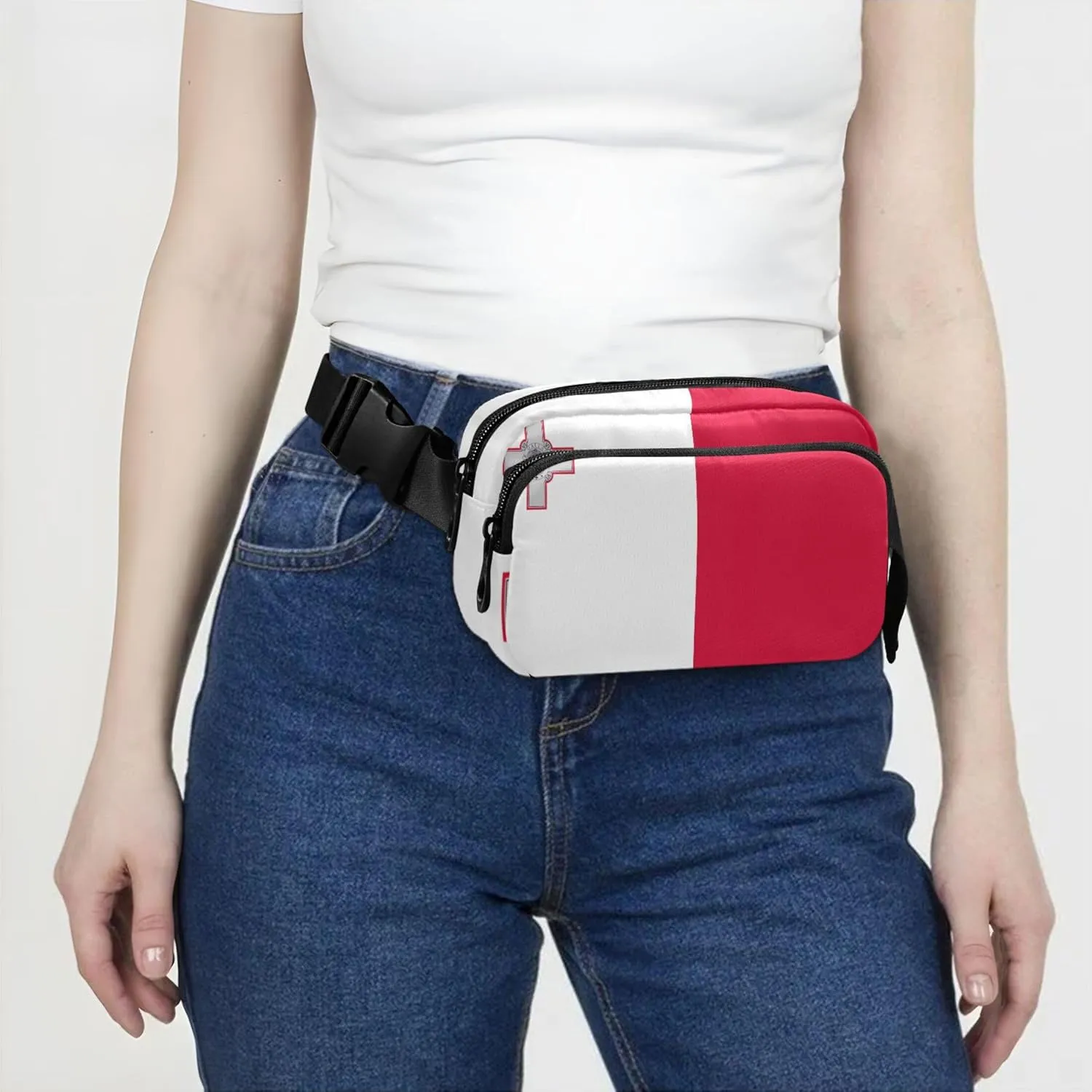 Malta Flag Fanny Pack for Women Waterproof Everywhere Belt Bag Festival Travel Waist Bag