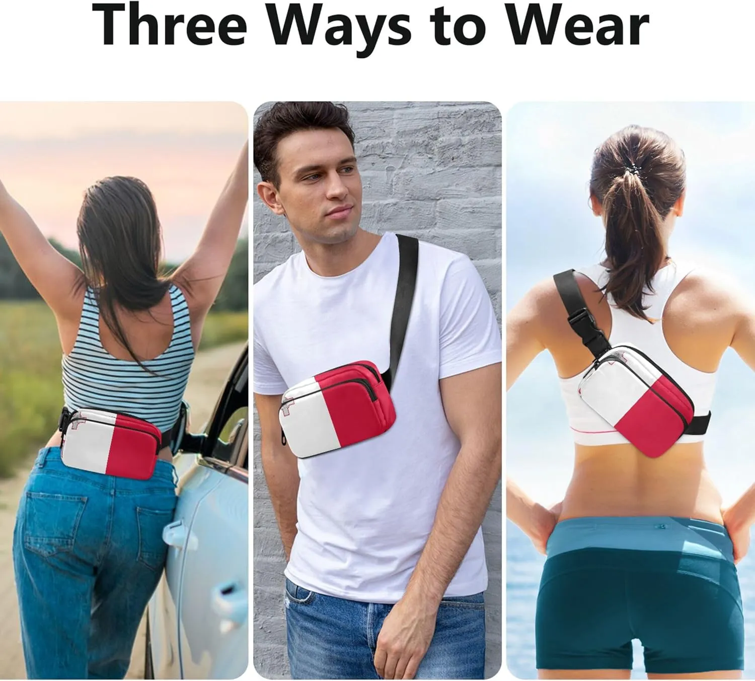 Malta Flag Fanny Pack for Women Waterproof Everywhere Belt Bag Festival Travel Waist Bag