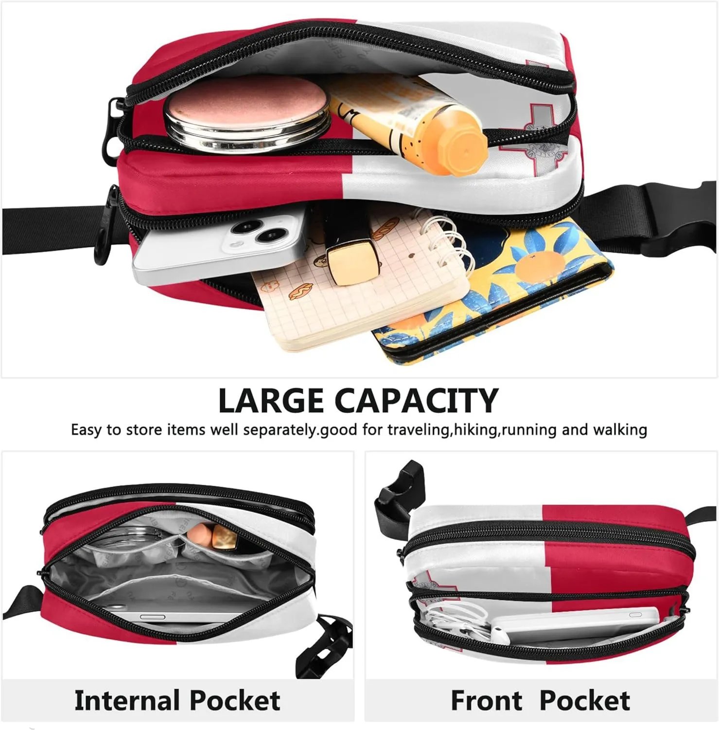 Malta Flag Fanny Pack for Women Waterproof Everywhere Belt Bag Festival Travel Waist Bag