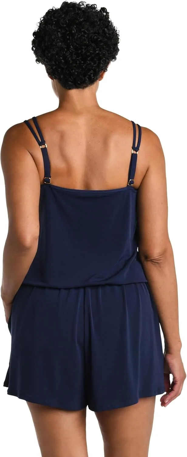 Maxine Of Hollywood Women's Romper One Piece Swimsuit