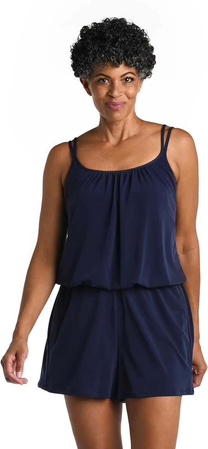 Maxine Of Hollywood Women's Romper One Piece Swimsuit