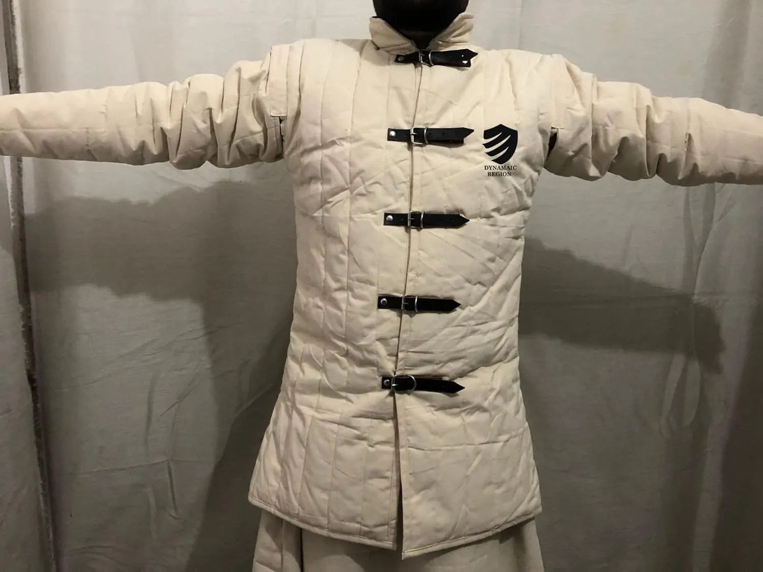 Medieval White Cotton Gambeson, Thick Padded Jacket Coat for LARP, Viking, Reenactment Armor