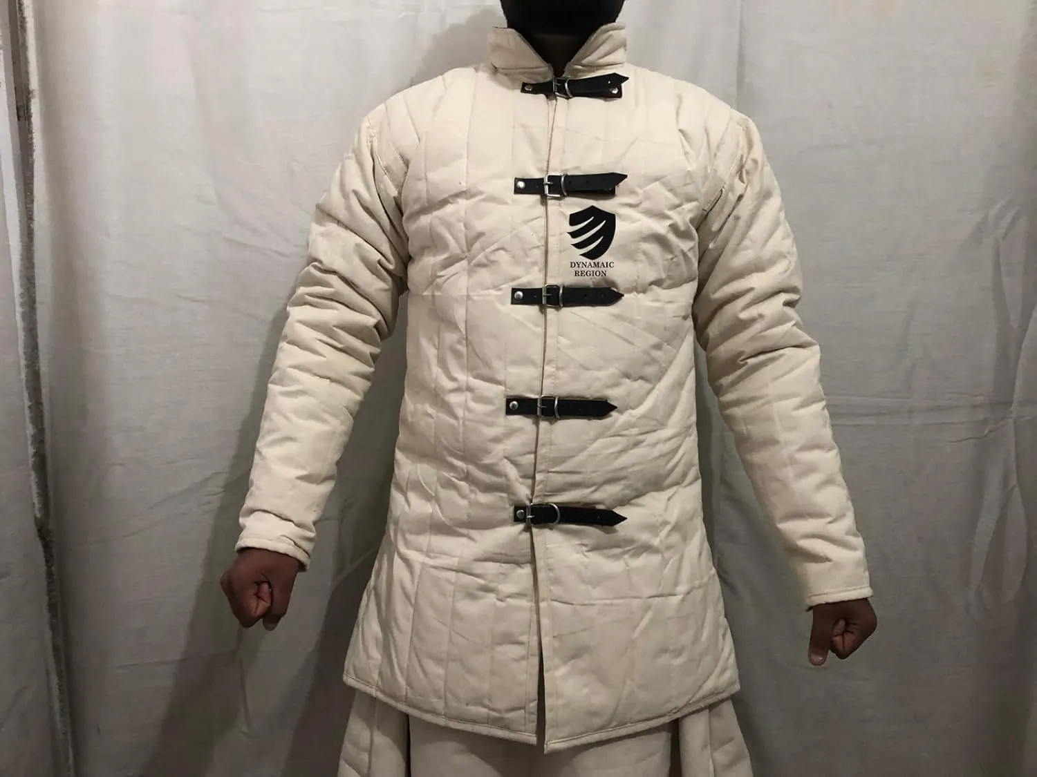 Medieval White Cotton Gambeson, Thick Padded Jacket Coat for LARP, Viking, Reenactment Armor