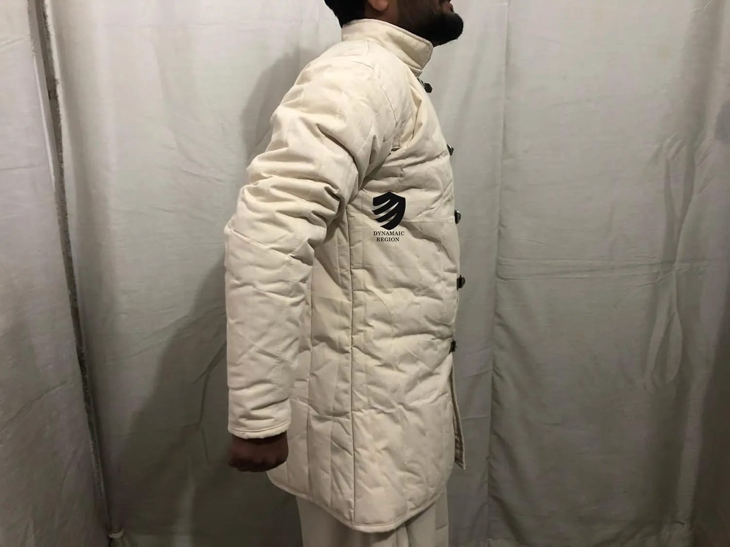 Medieval White Cotton Gambeson, Thick Padded Jacket Coat for LARP, Viking, Reenactment Armor