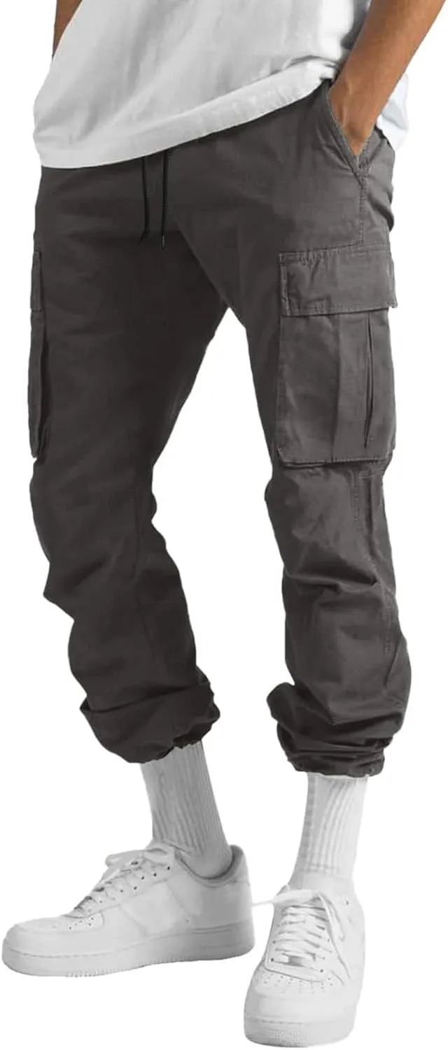 Mens Cargo Pants with Pockets Baggy Open Bottom Relaxed Fit Sweatpants Lightweight Plus Size Comfy Hiking Athletic Trousers