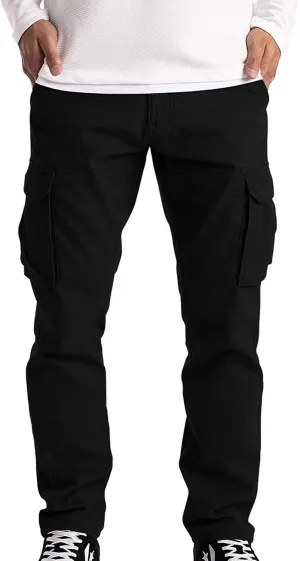 Men's Cargo Sweatpants Big and Tall Relaxed Fit Athletic Joggers Plus Size Baggy Stretch Waist Workwear Jogging Hiking Pants