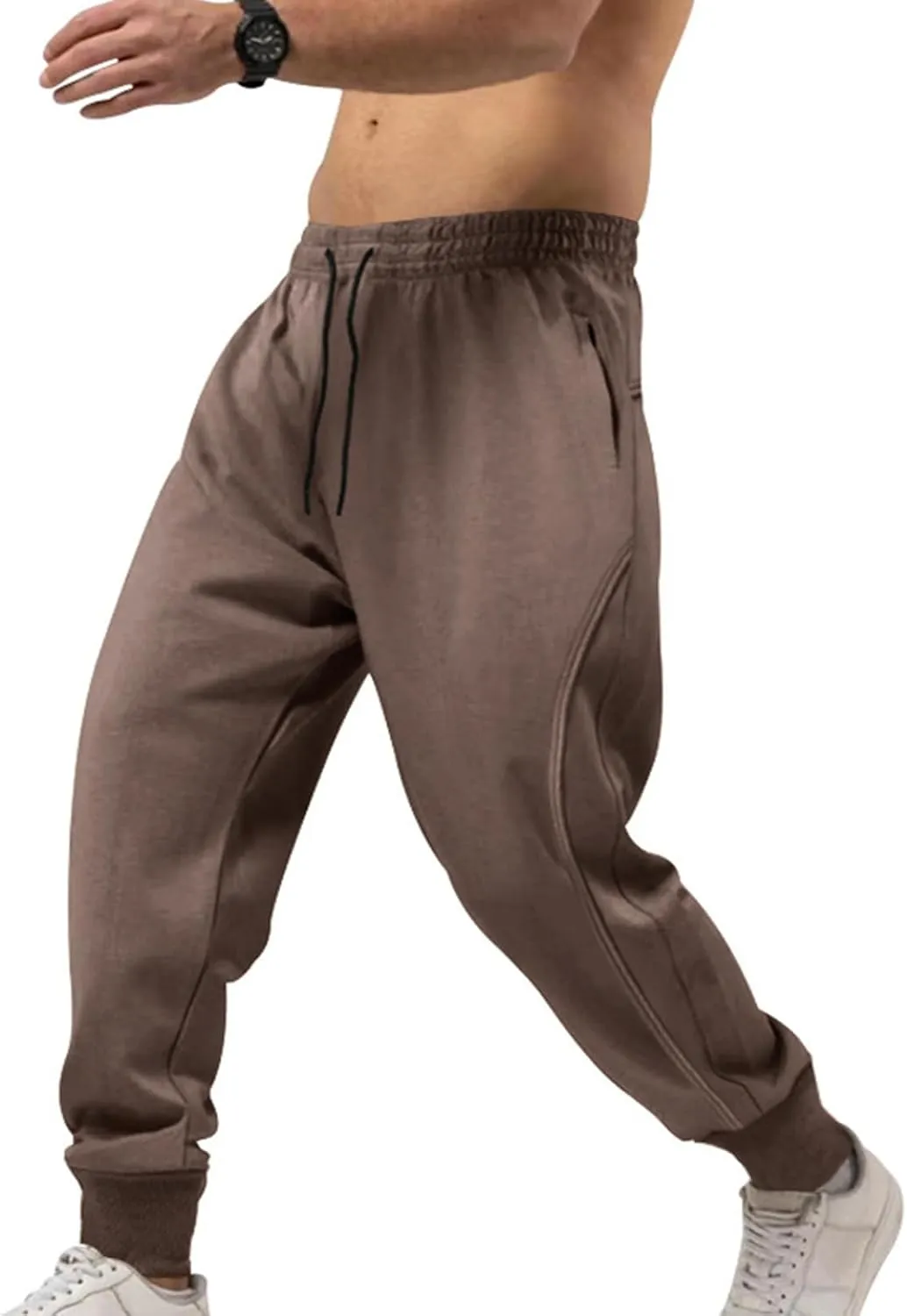 Mens Casual Pants Elastic Waist Relaxed Fit Stretch Sweatpants Big and Tall Baggy Outdoor Workout Athletic Pants with Pockets