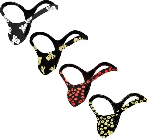 Men's Colorful G-String Thongs Colorful Printing Swimming T-Shaped Panties