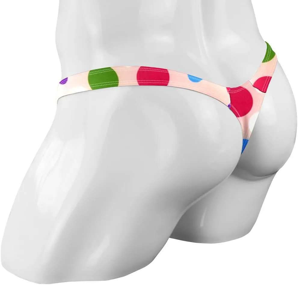 Men's Colorful G-String Thongs Colorful Printing Swimming T-Shaped Panties