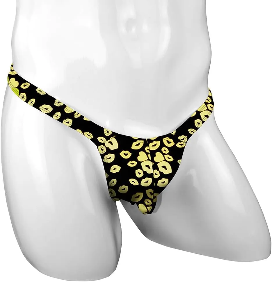 Men's Colorful G-String Thongs Colorful Printing Swimming T-Shaped Panties