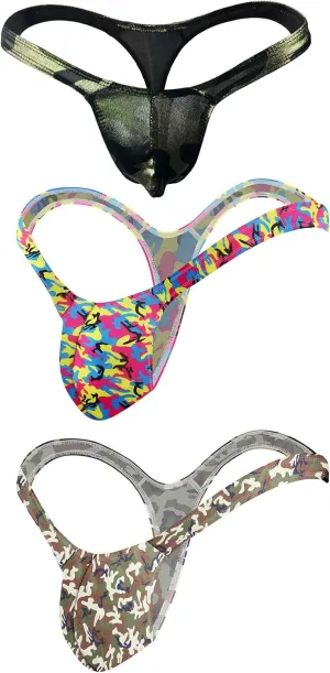 Men's Colorful G-String Thongs Colorful Printing Swimming T-Shaped Panties