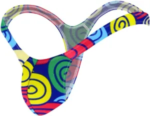 Men's Colorful G-String Thongs Colorful Printing Swimming T-Shaped Panties