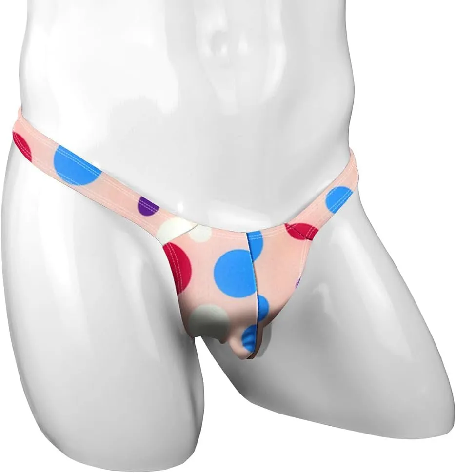 Men's Colorful G-String Thongs Colorful Printing Swimming T-Shaped Panties
