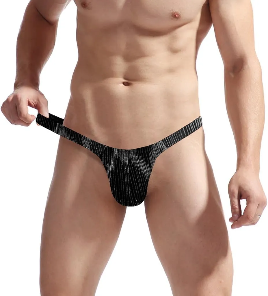 Men's Colorful G-String Thongs Colorful Printing Swimming T-Shaped Panties