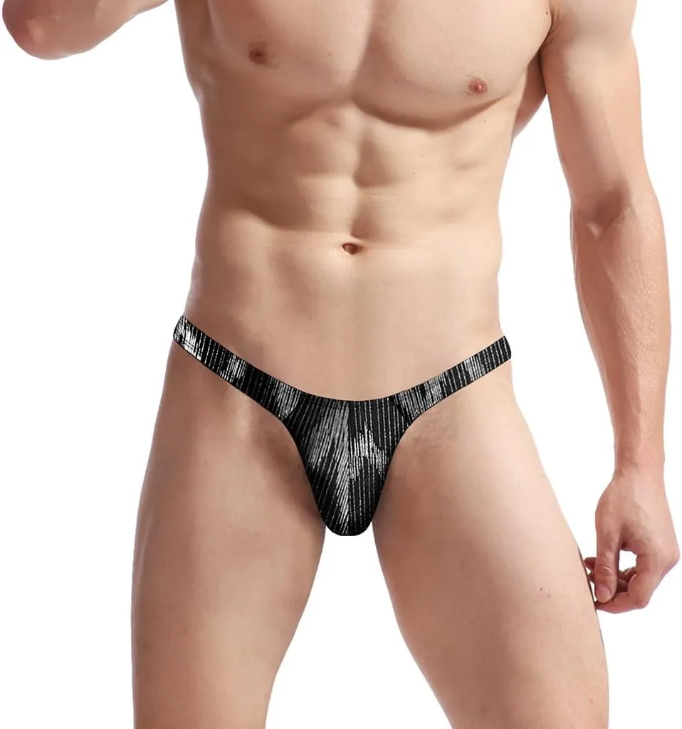 Men's Colorful G-String Thongs Colorful Printing Swimming T-Shaped Panties