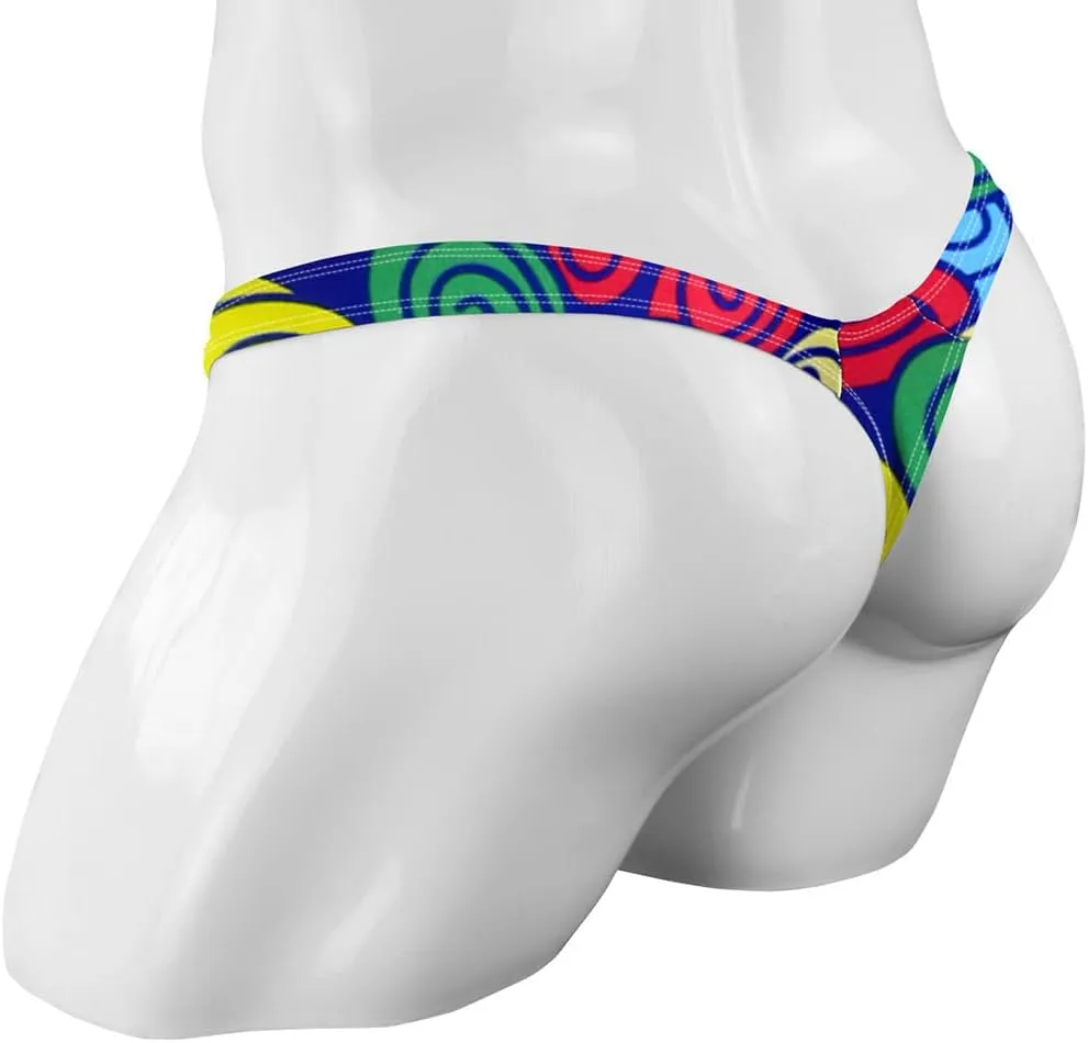 Men's Colorful G-String Thongs Colorful Printing Swimming T-Shaped Panties