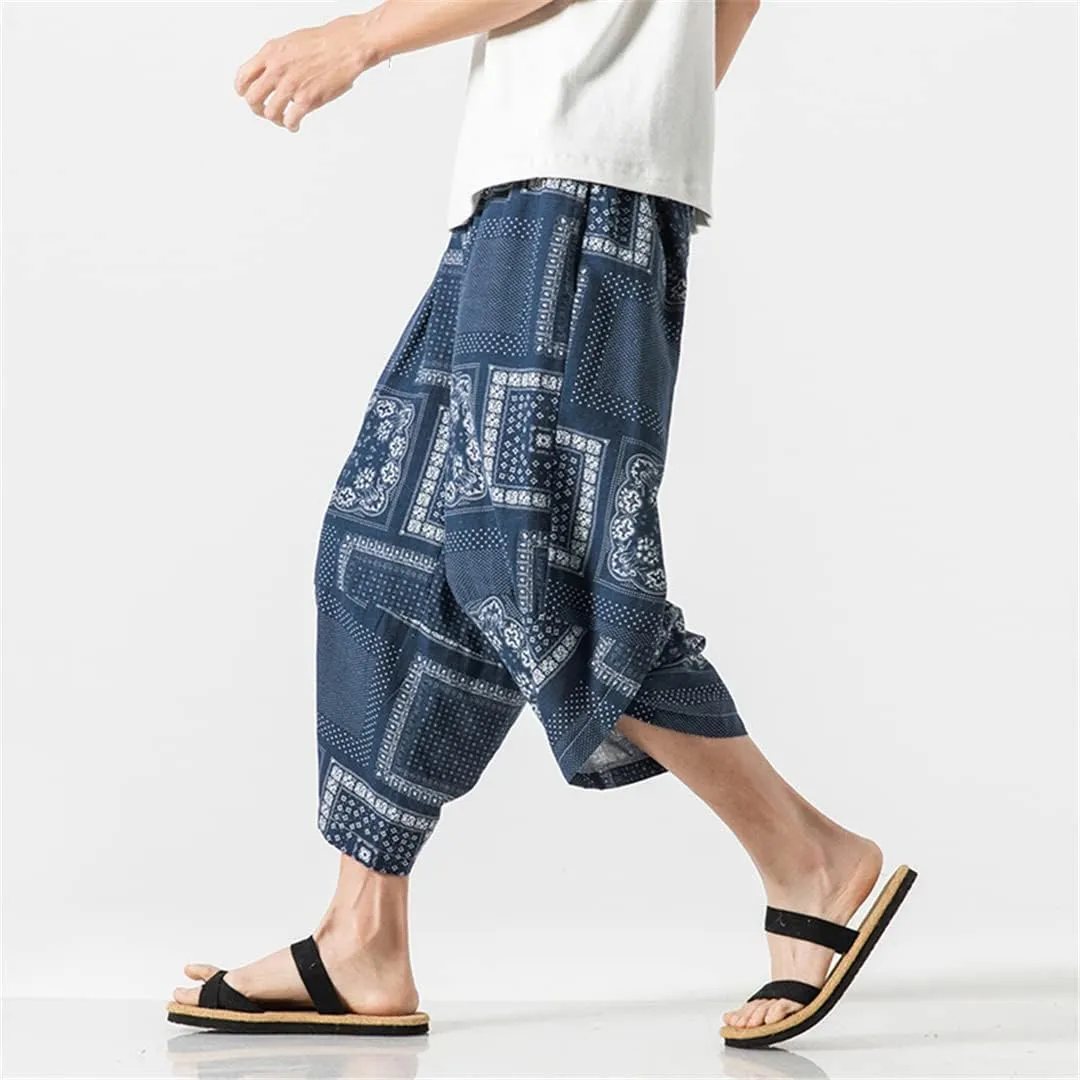 MenS Harem Pants Oversize Casual Printing Streetwear Jogging Trousers Drawstring Sweatpants