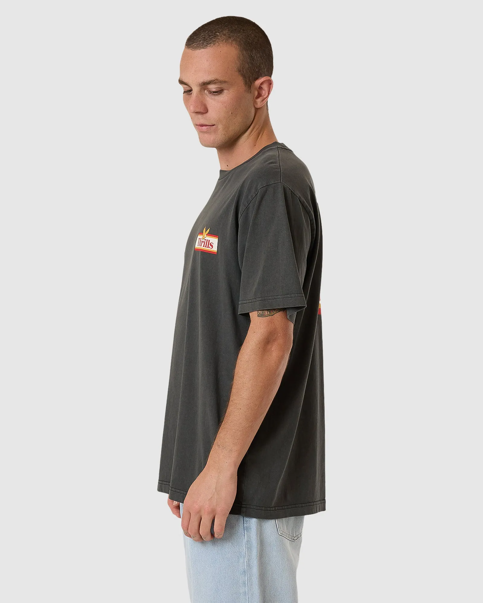 MENS NEVER STOP MERCH FIT TEE