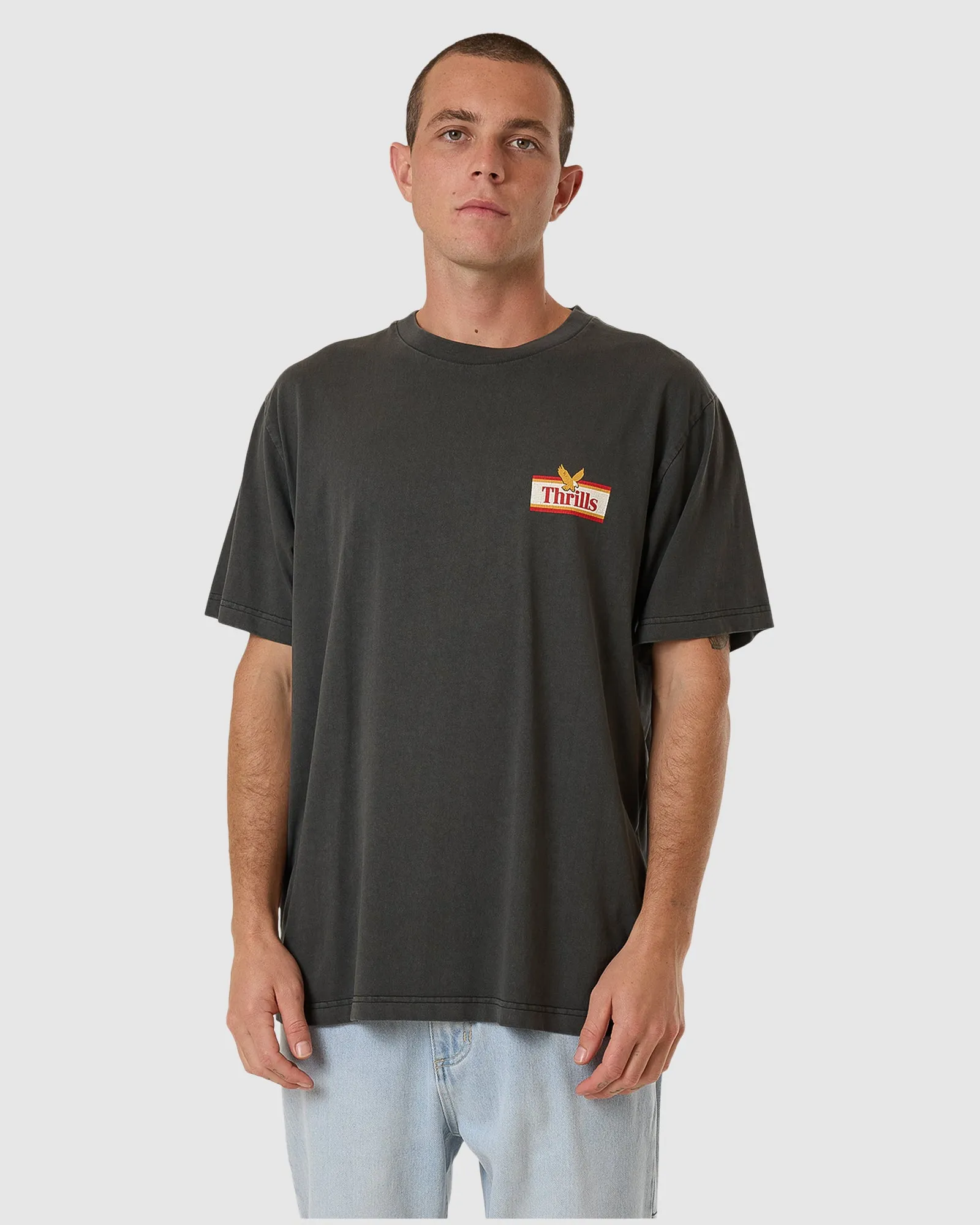 MENS NEVER STOP MERCH FIT TEE