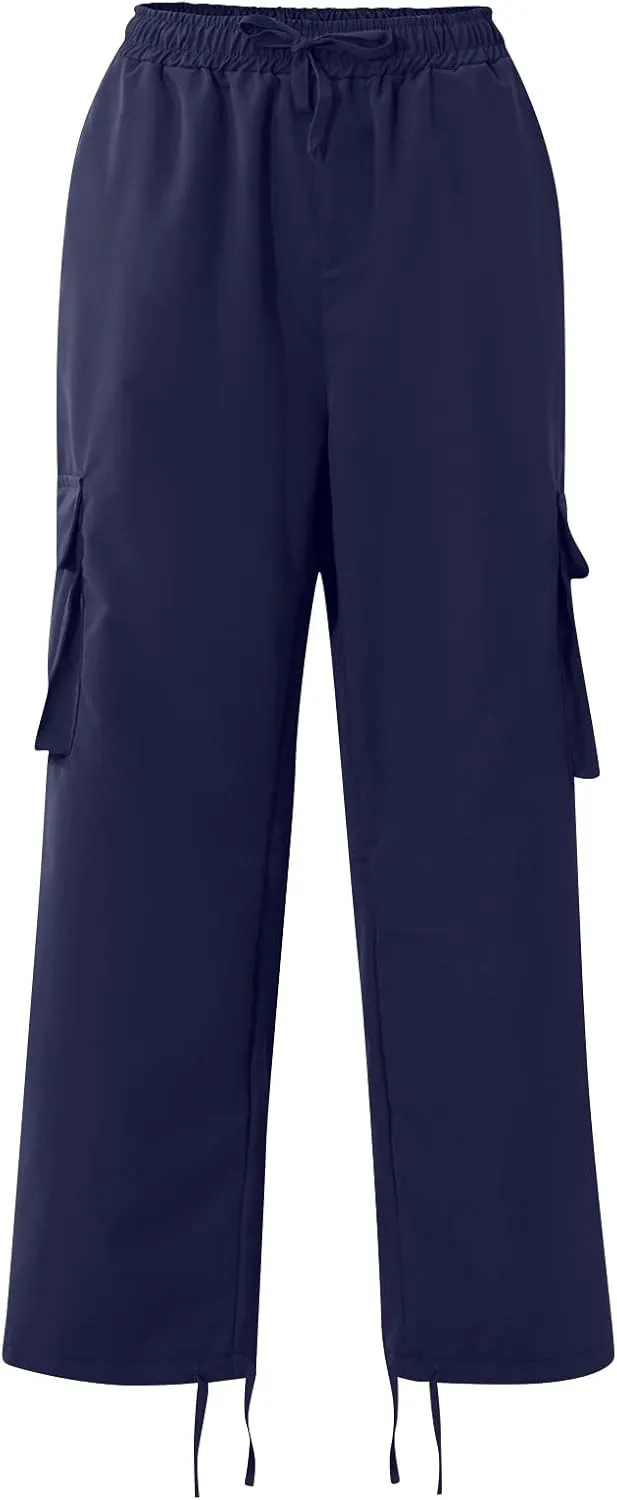 Men's Pants Drawstring Multi Pocket Casual Pants Hiking Cotton Twill Combat Pants Khaki Mens Relaxed Fit