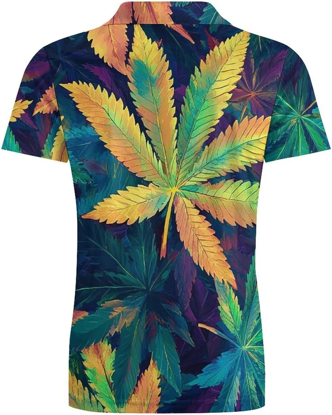 Men's Psychedelic Cannabis Leaf Polo Shirts Short Sleeve Cool Golf Shirt Quick-Dry Activewear Polos