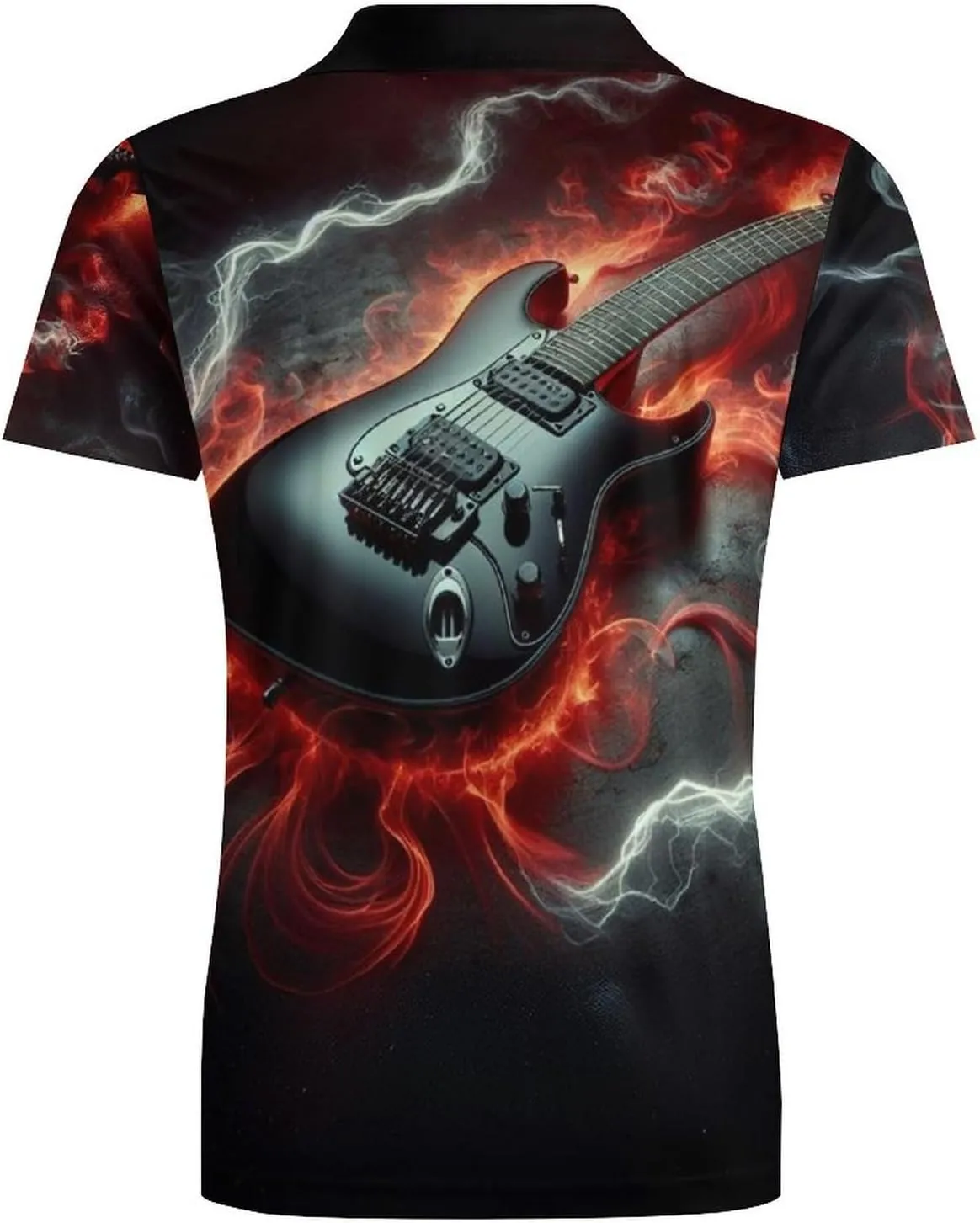 Men's Rock Theme with Electric Guitar Polo Shirts Short Sleeve Cool Golf Shirt Quick-Dry Activewear Polos