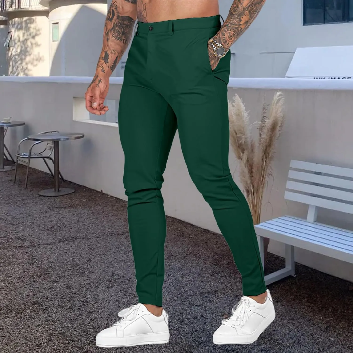 Men's Stretch Dress Pants Slim Fit Suit Pants Fashion Flat Front Slacks Comfy Tapered Casual Pant for Business Travel