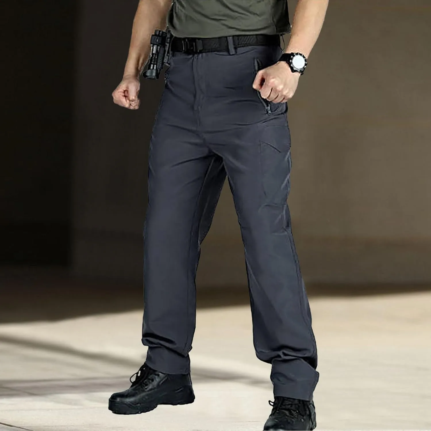 Men's Sweatpants Open Bottom Relaxed Fit Stretch Waist Work Pants Lightweight Straight Leg Casual Slacks Trousers with Pocket