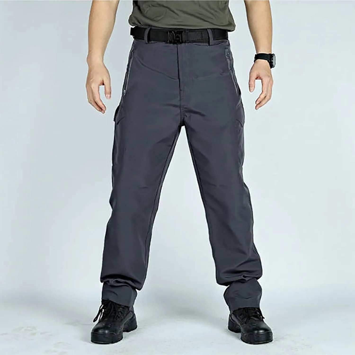 Men's Sweatpants Open Bottom Relaxed Fit Stretch Waist Work Pants Lightweight Straight Leg Casual Slacks Trousers with Pocket