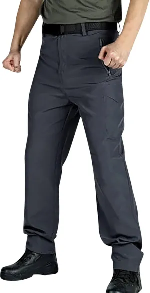 Men's Sweatpants Open Bottom Relaxed Fit Stretch Waist Work Pants Lightweight Straight Leg Casual Slacks Trousers with Pocket