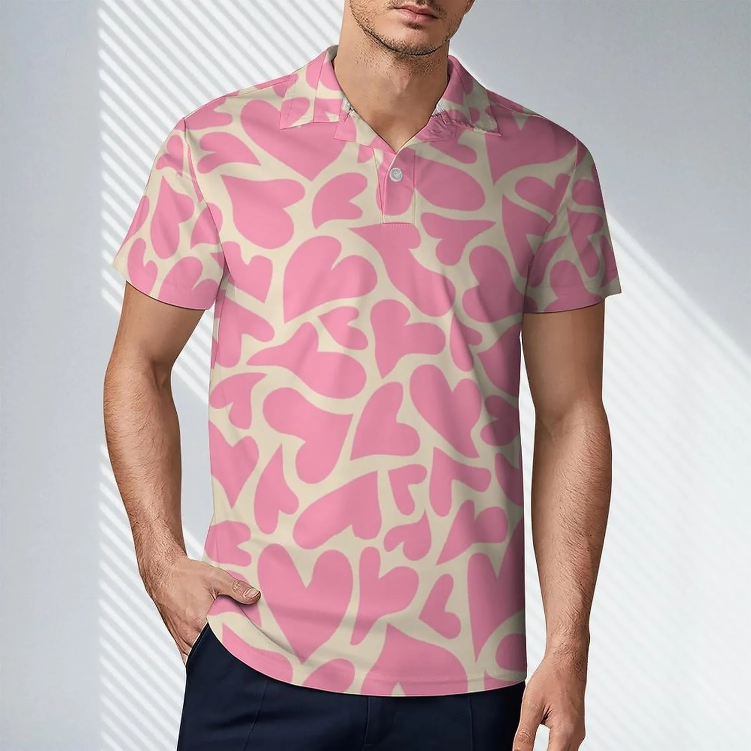 Men's Trippy Psychedelic Hearts Polo Shirts Short Sleeve Cool Golf Shirt Quick-Dry Activewear Polos
