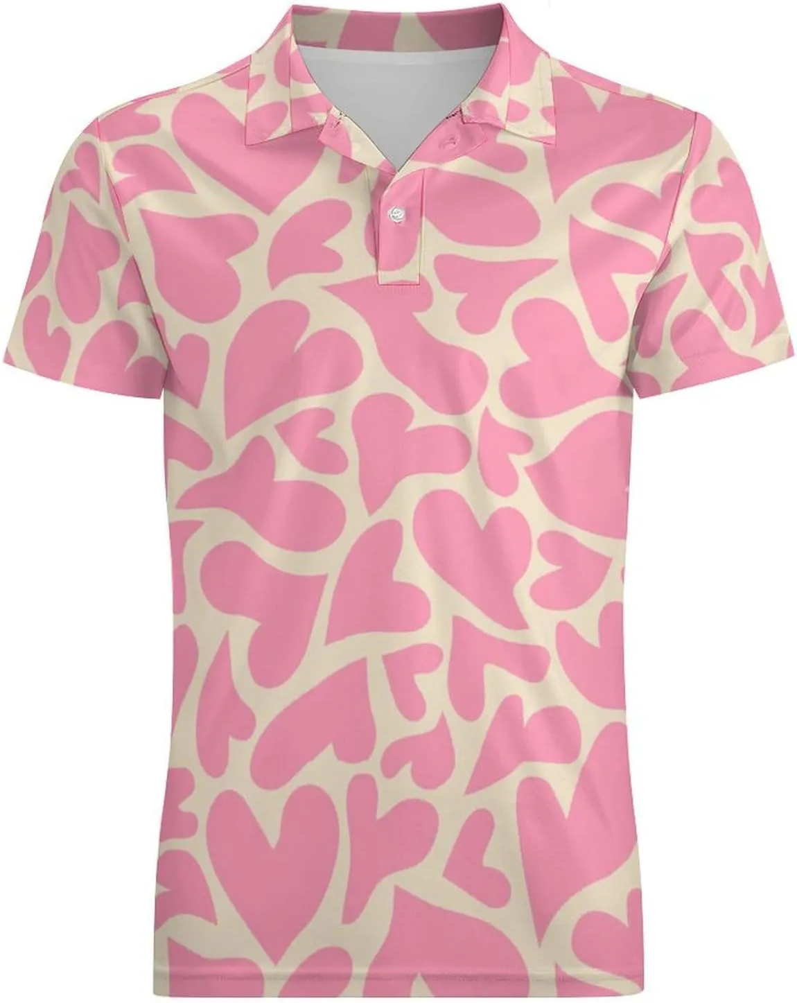 Men's Trippy Psychedelic Hearts Polo Shirts Short Sleeve Cool Golf Shirt Quick-Dry Activewear Polos