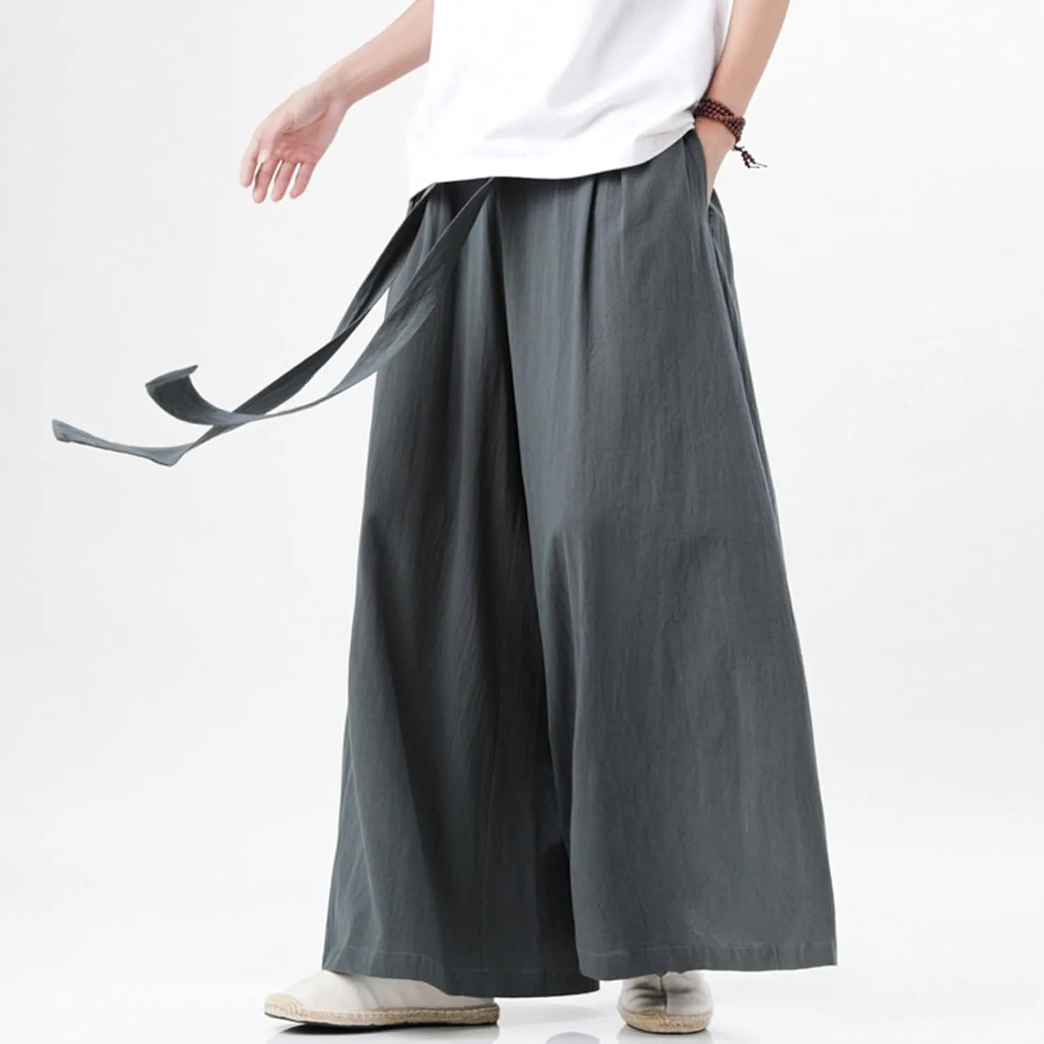 Mens Wide Leg Harem Pants Relaxed Fit Lightweight Plus Size Casual Pants Trendy Straight Leg Summer Beach Yoga Trousers