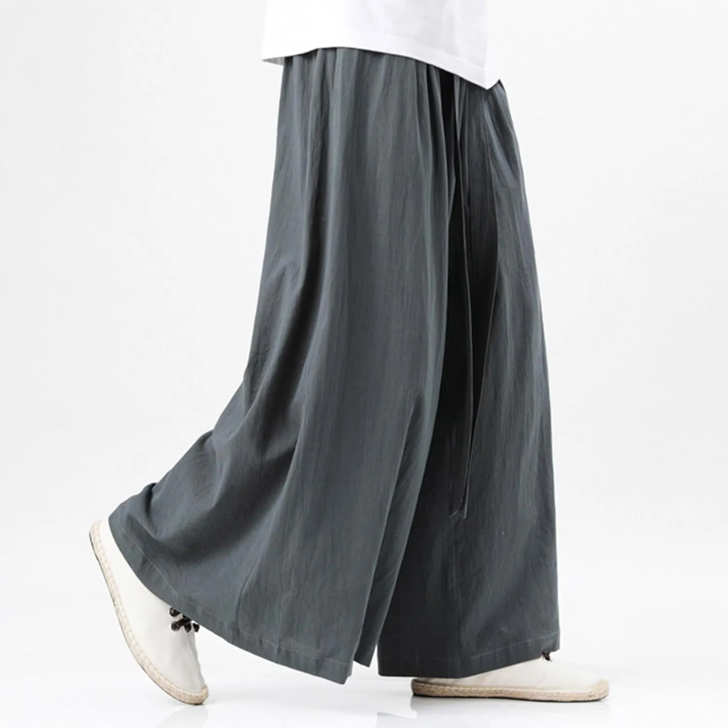 Mens Wide Leg Harem Pants Relaxed Fit Lightweight Plus Size Casual Pants Trendy Straight Leg Summer Beach Yoga Trousers