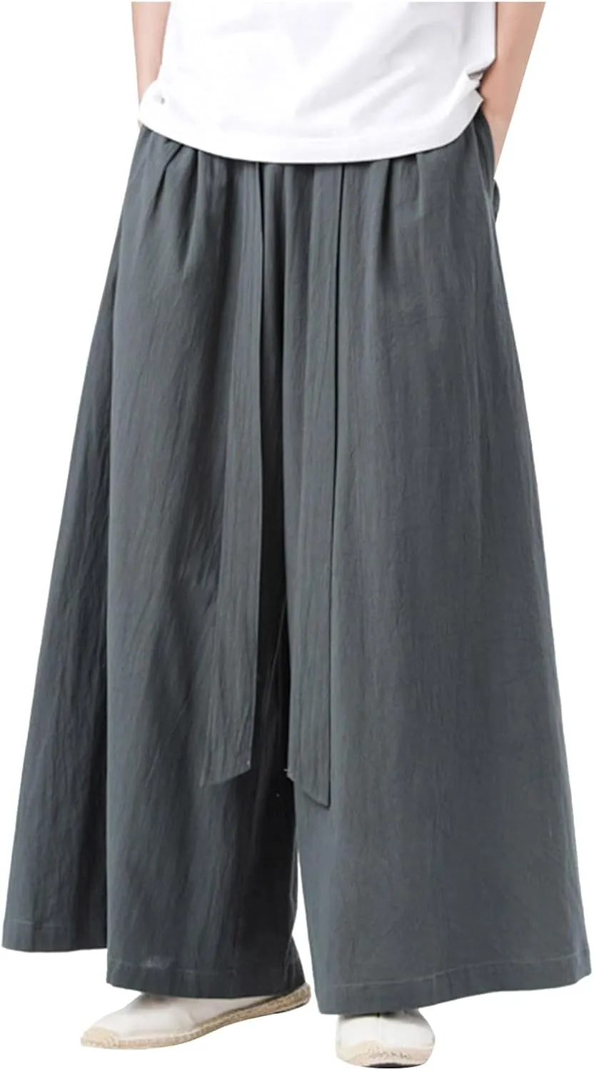 Mens Wide Leg Harem Pants Relaxed Fit Lightweight Plus Size Casual Pants Trendy Straight Leg Summer Beach Yoga Trousers