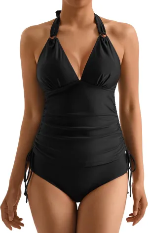 MOOSLOVER Women Sexy Halter Tankini Swimsuit Tummy Control High Waisted Two Piece Bathing Suit