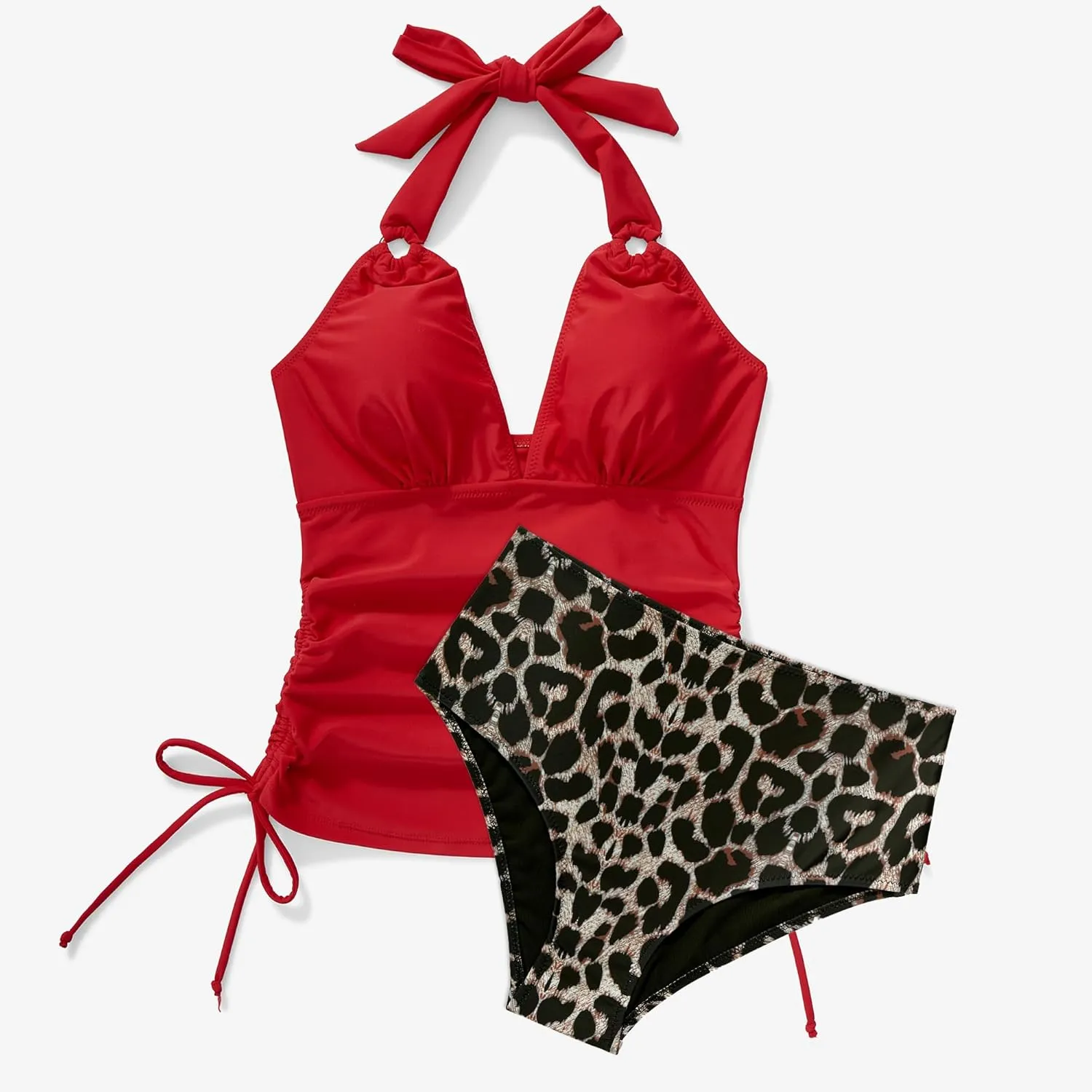 MOOSLOVER Women Sexy Halter Tankini Swimsuit Tummy Control High Waisted Two Piece Bathing Suit