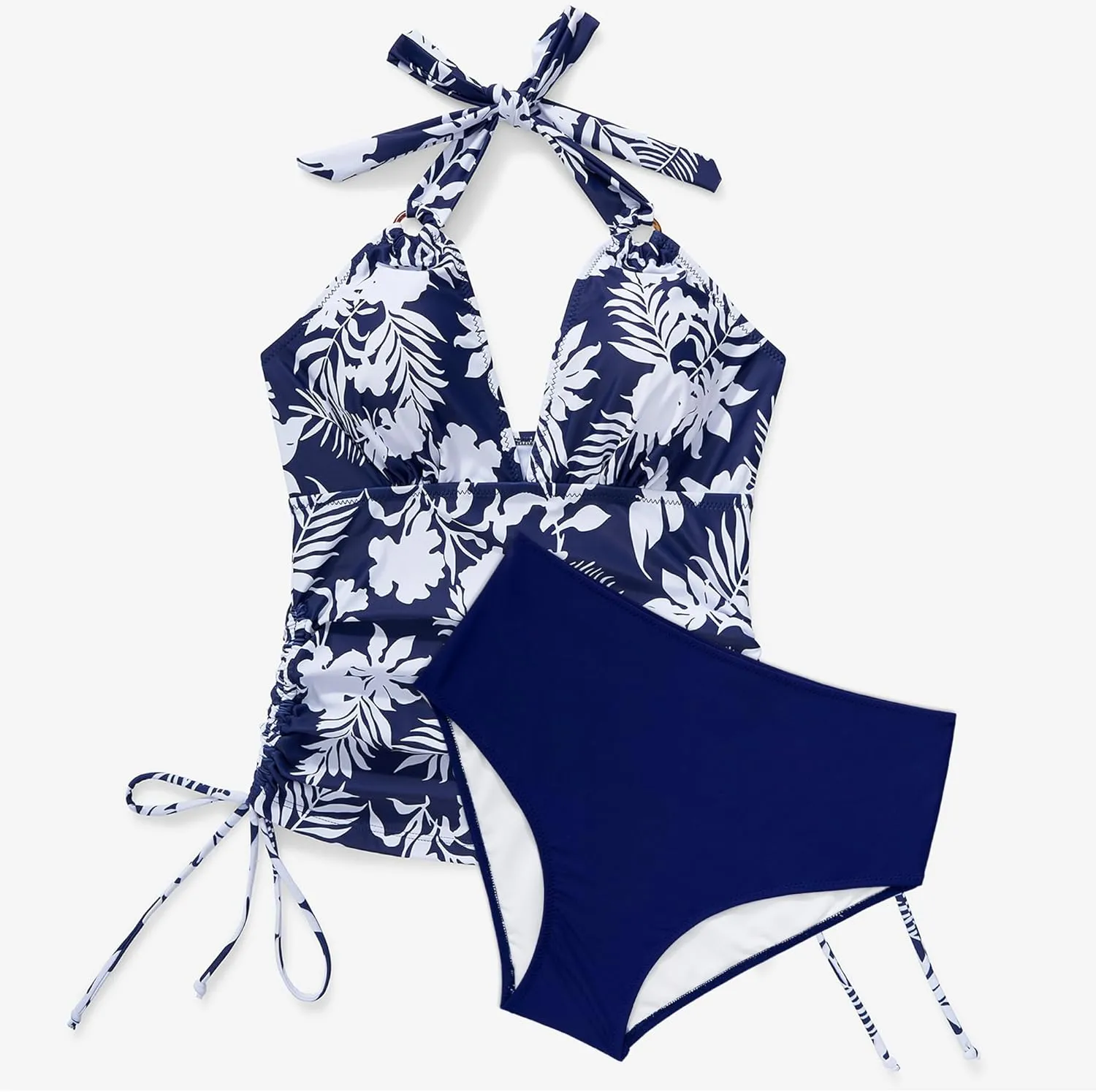 MOOSLOVER Women Sexy Halter Tankini Swimsuit Tummy Control High Waisted Two Piece Bathing Suit