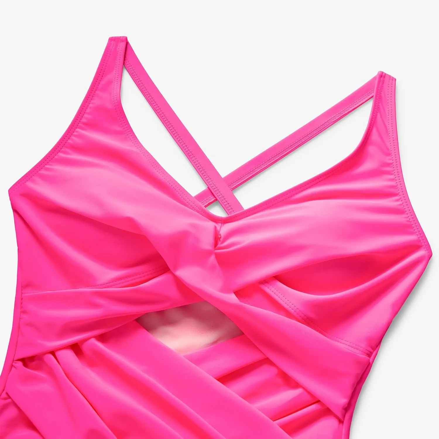 MOOSLOVER Women Slimming One Piece Swimsuit Tummy Control Wrap Cut Out Bathing Suit