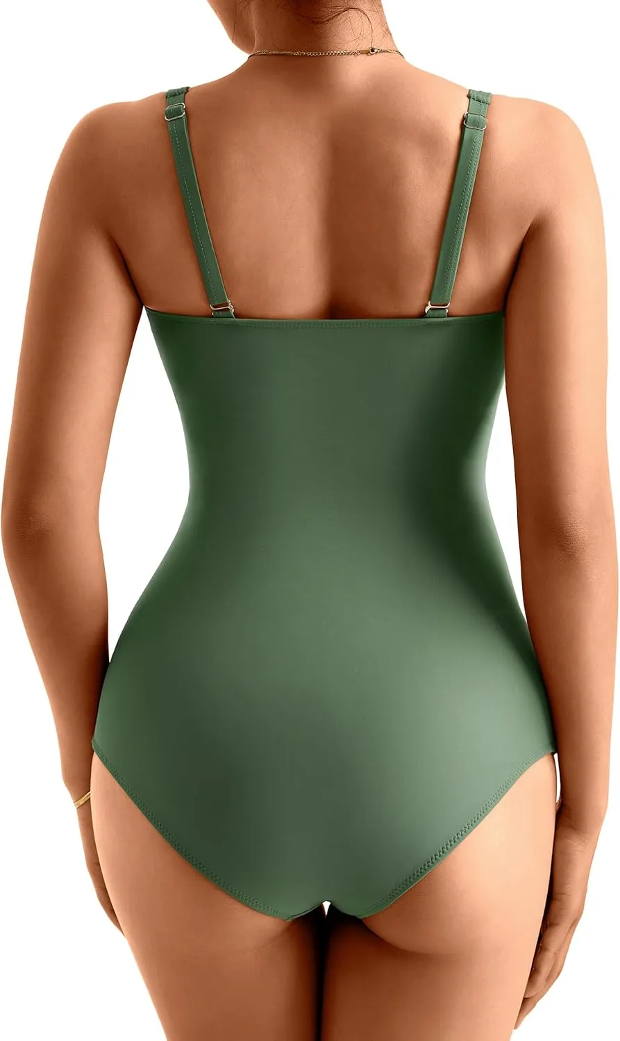 MOOSLOVER Women Slimming One Piece Swimsuit Tummy Control Wrap Cut Out Bathing Suit