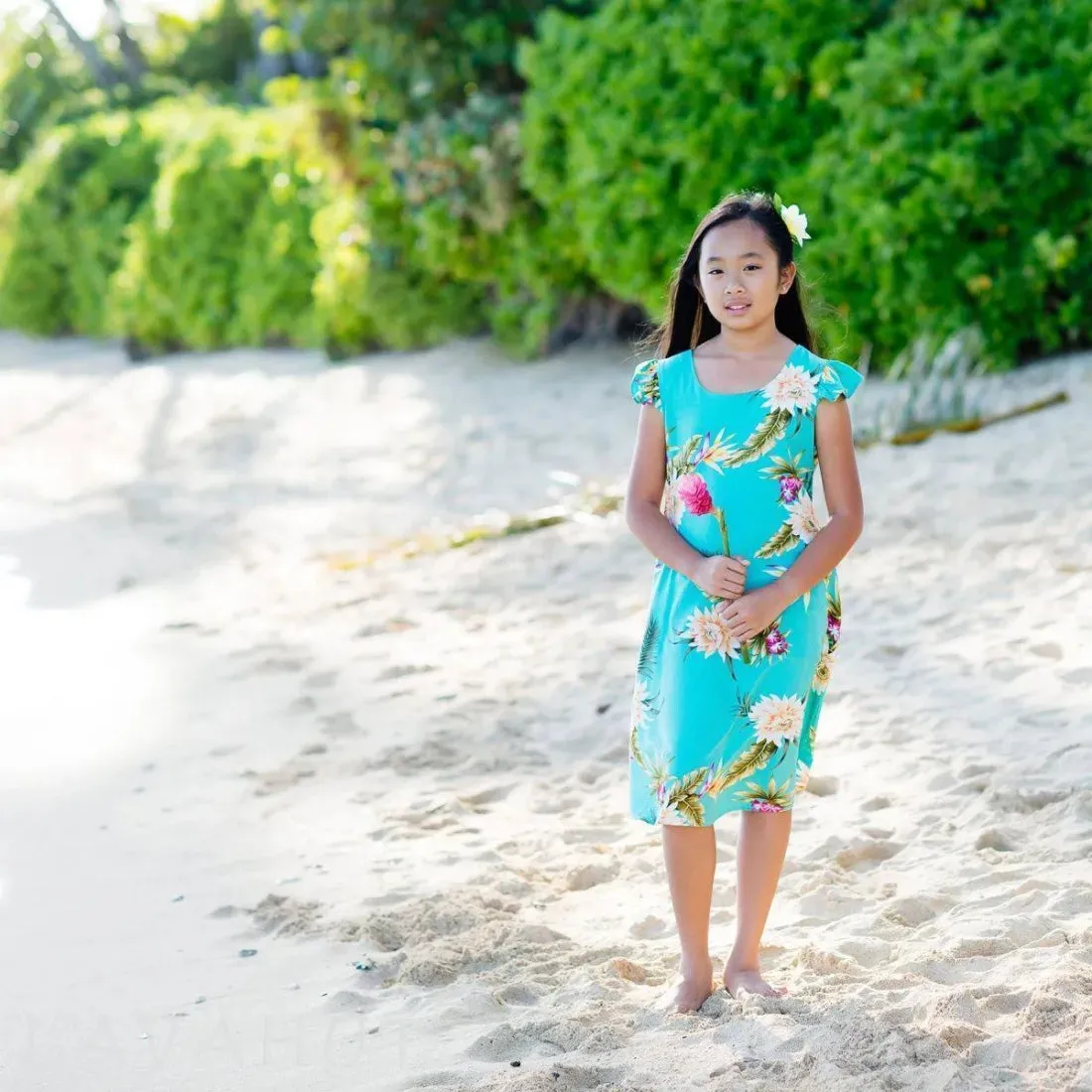 Mountain Green Hawaiian Girl Rayon Dress